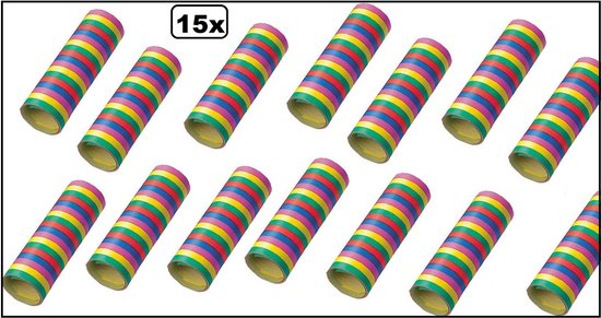 15x Rol serpentines gekleurd papier - Carnaval festival optocht feest party serpentine Evenement