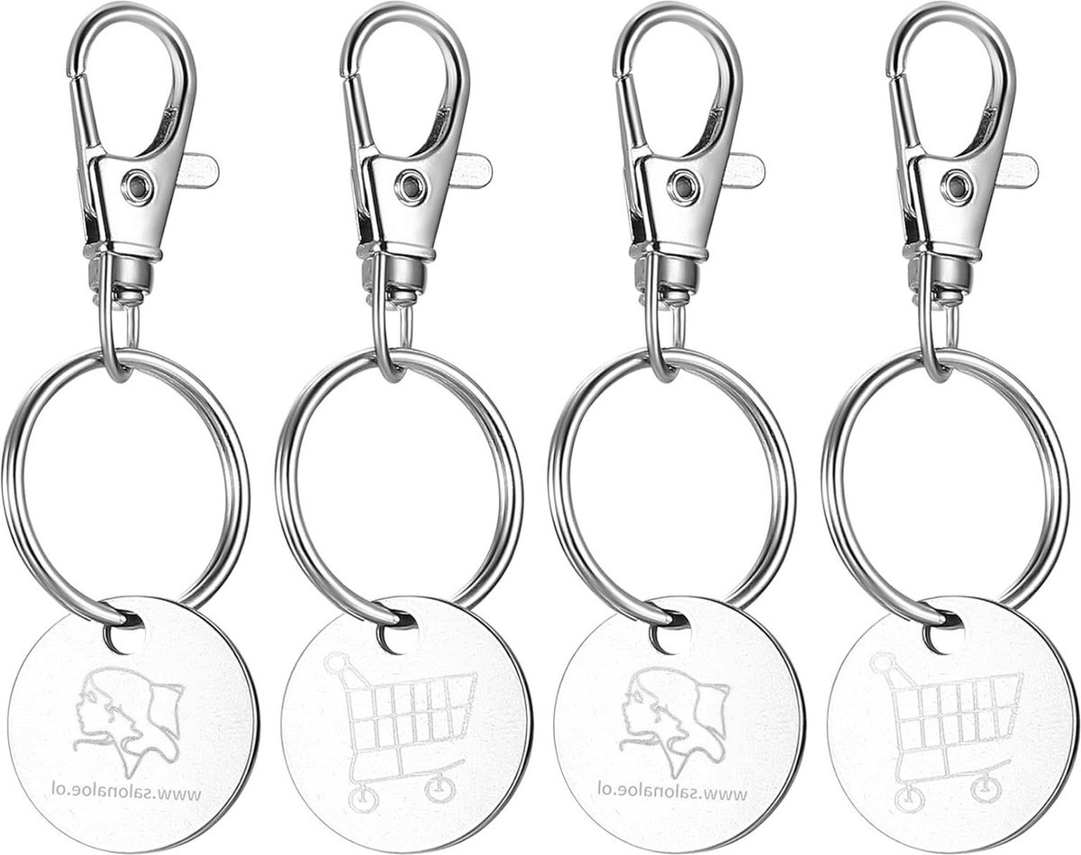 Winkelwagenmunt Sleutelhanger - Verwijderbare Winkelwagenmunten - Roestvrij Staal - Ontgrendelaar Trolley Token - Winkelwagenverwijderaar