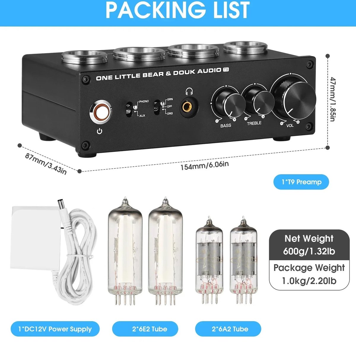 HiFi MM/MC RIAA platenspeler phono-voorversterker LP vinyl turntable preamp mini hoofdtelefoonversterker (T14-EQ