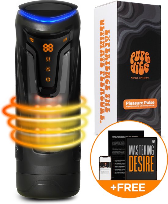PureVibe® Pleasure Pulse Masturbator voor man - 9 vibratie standen - 9 aftrek standen - verwarmingsoptie - Sex Toys voor Mannen - Masturbators - Blowjob Masturbator - Pocket Pussy