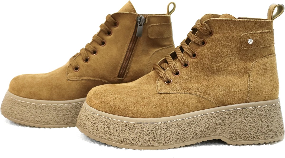 Efrin Veterboots met plateauzool - Bruin
