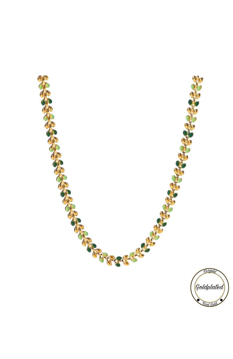 Soraro Olijf Ketting | Ketting Bloeien | Soraro Dames Ketting | Elegante Kettingen | Dames Ketting | Vrouwen Sieraden | Groen & Goudkleurig