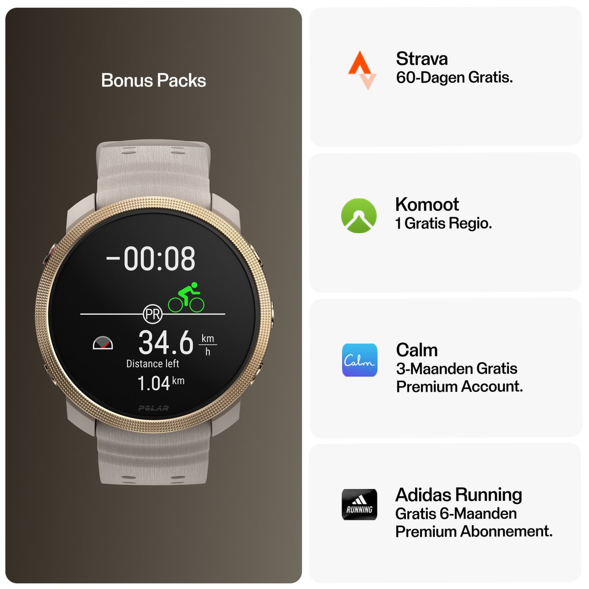 Afbeelding 3 van Polar Vantage M3 Multisport Smartwatch - Greige/goud - S en M/L