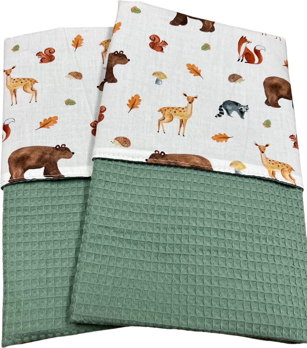 Baby deken kinderwagen deken wieg deken oud groen forest animal 60 x 90 cm