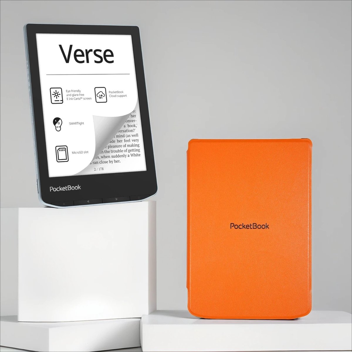 PocketBook Verse Bright Blue + Oranje PocketBook hoesje