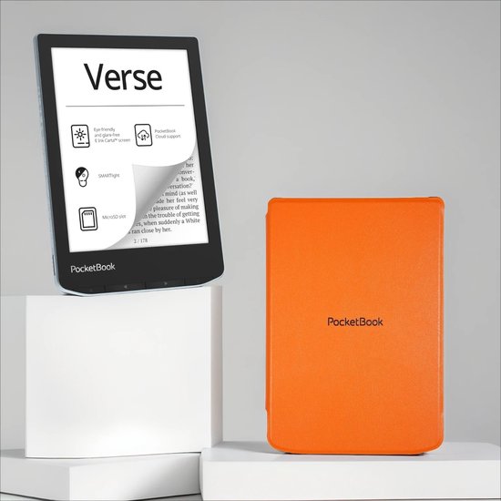 PocketBook Verse Bright Blue + Oranje PocketBook hoesje