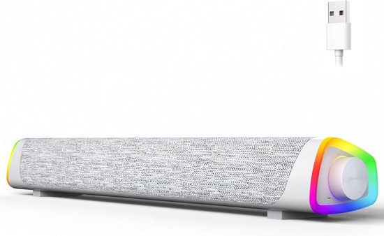 DD Soundbar Pc - Bekabelde en Draadloze Pc -Luidspreker - USB Mini Soundbar - 41x11x8cm - Wit