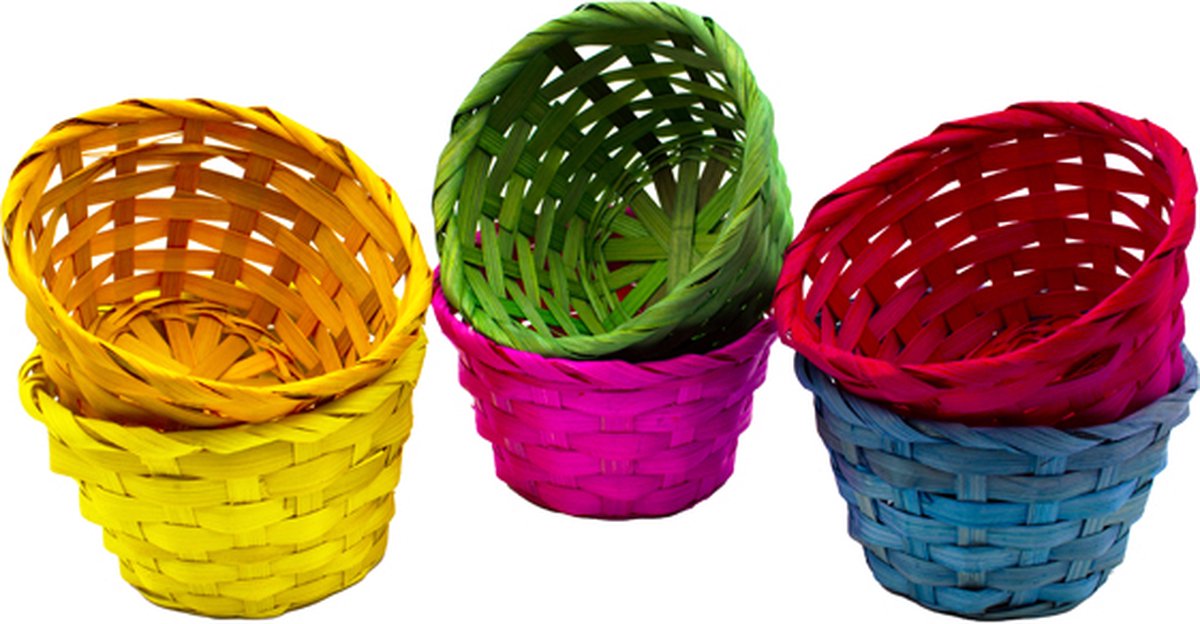 Goedkoopste Bamboo basket set of 6 coloured.