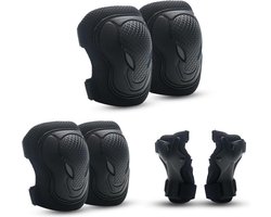 foto van Kniebeschermers voor kinderen, knie- en elleboogbeschermers voor kinderen, kniebeschermersset, inline skates voor kinderen, beschermers voor skateboarden, fietsen, zwart (elleboog, kniebeschermers, pols)