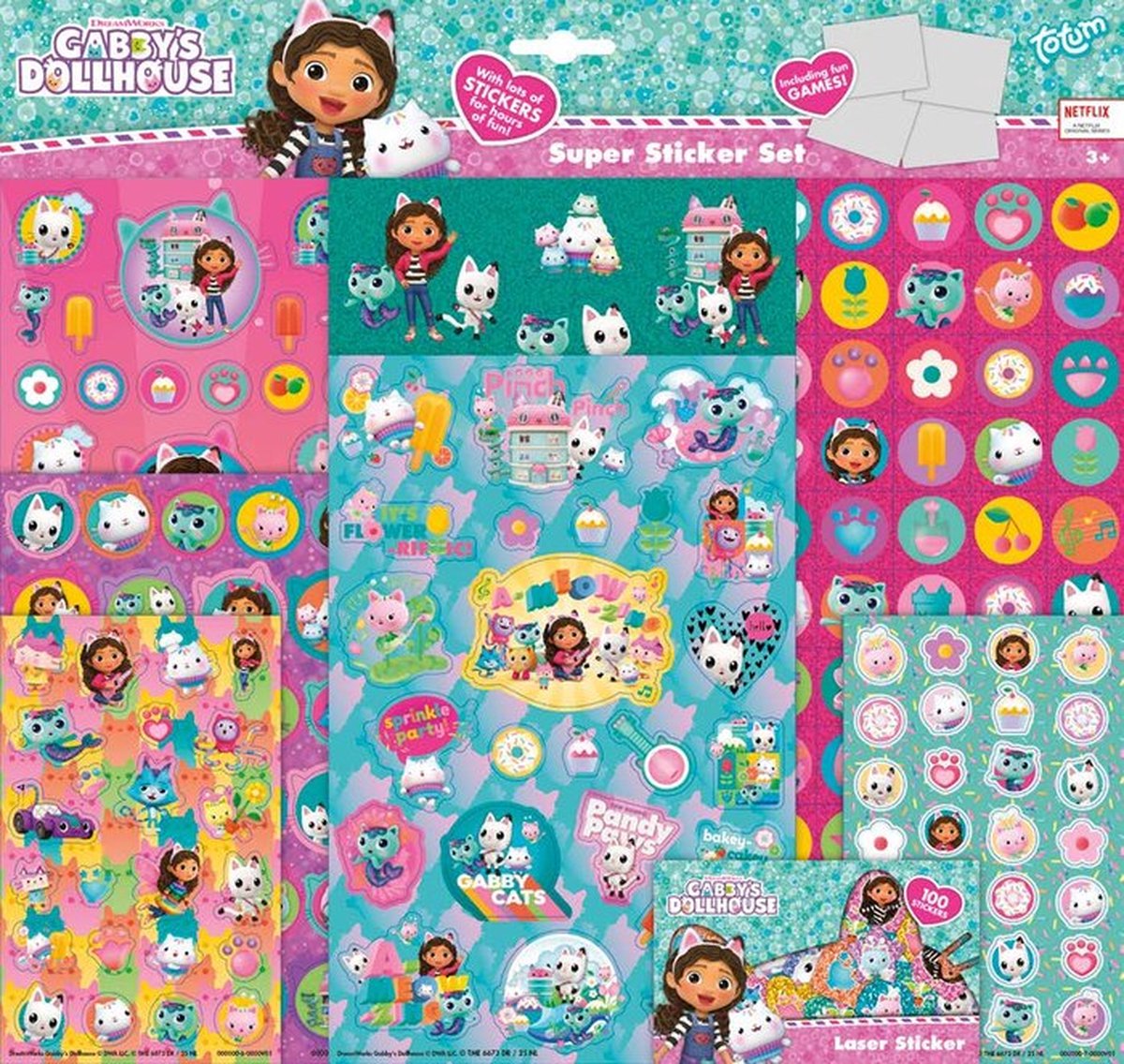 Gabby’s Poppenhuis Totum super stickerset XL 7 vellen incl. luxe stickers spelletjes