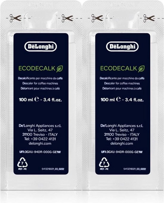Détartrant écologique (2 x100 ml) DeLonghi pour machines à café