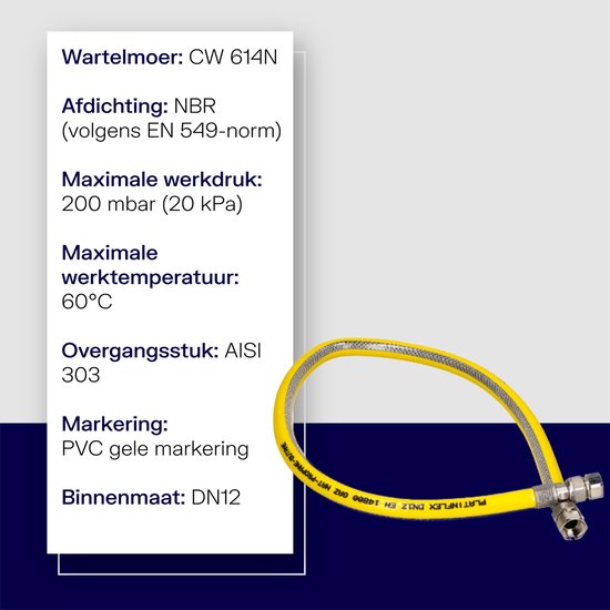 Plieger Flex flexibele RVS premium - gasslang - 125cm - Gastec van Plieger — afbeelding 3
