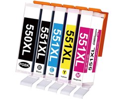 weCare 5-pack Geschikt voor Canon PGI-550 / CLI-551 XL inktcartridges IP7250 IP8750 MG5450 MG5650 MG7150 MG6350 MG7550 MX725 MX925