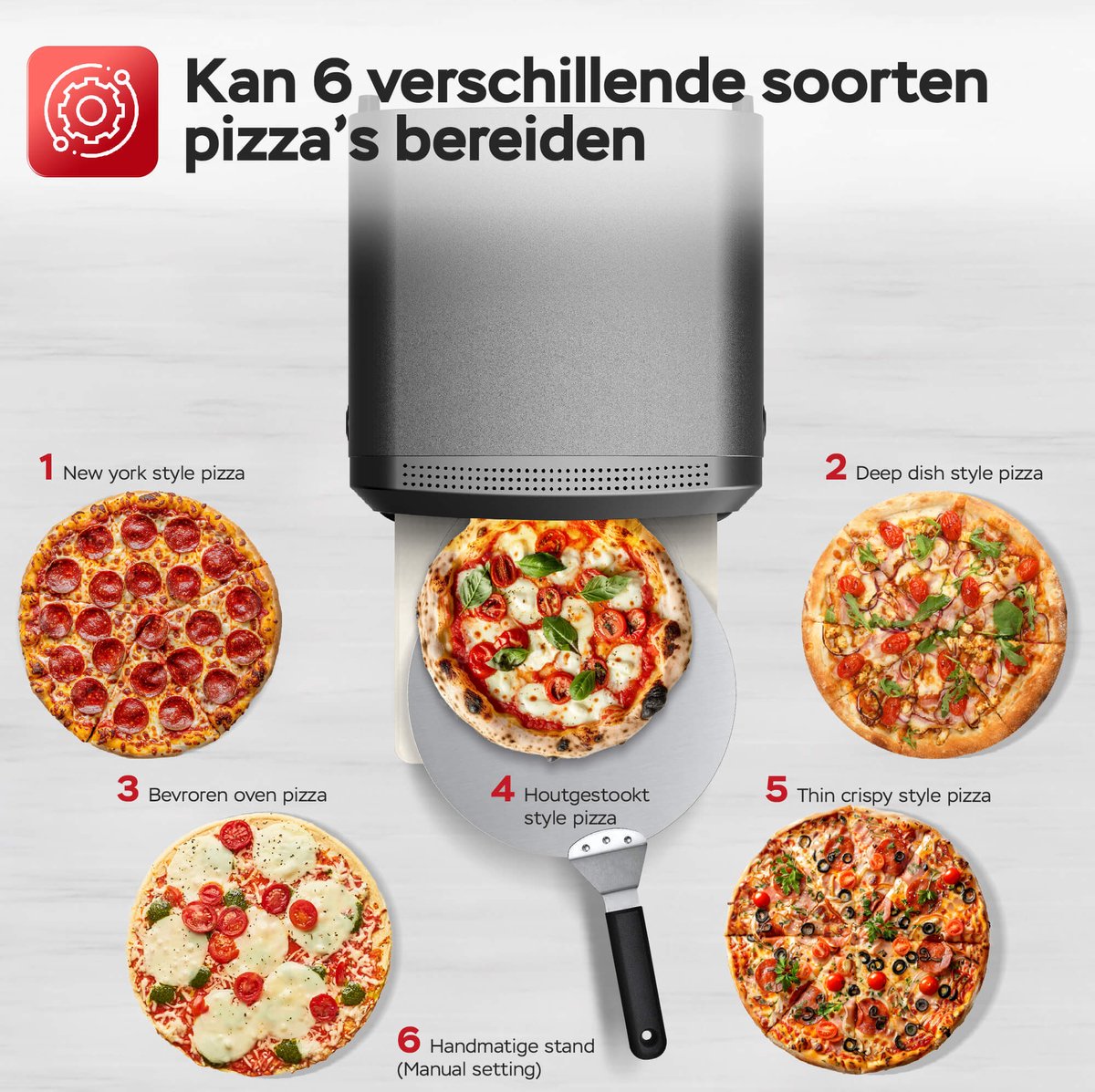 TurboTronic PO14 Elektrische Pizza Oven – Slimme Pizzaoven tot 450 °C – Zwart – foto 4