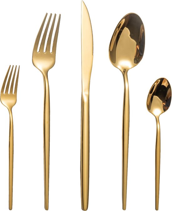 Bella Mat Goud Bestekset voor 6 Personen, 24 Delig – Netherlands