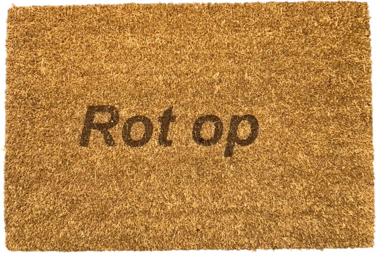 De Lange Trading Deurmat - Deurmat met tekst - Deurmat kokos - Deurmat binnen - Rot op - 40x60 cm - Kleur bruin - Humor - Grappig