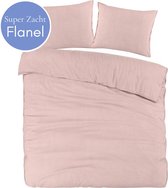 Droomtextiel Dekbedovertrek Flanel Roze - lits-Jumeaux - 240x200/220 cm - Super Zacht