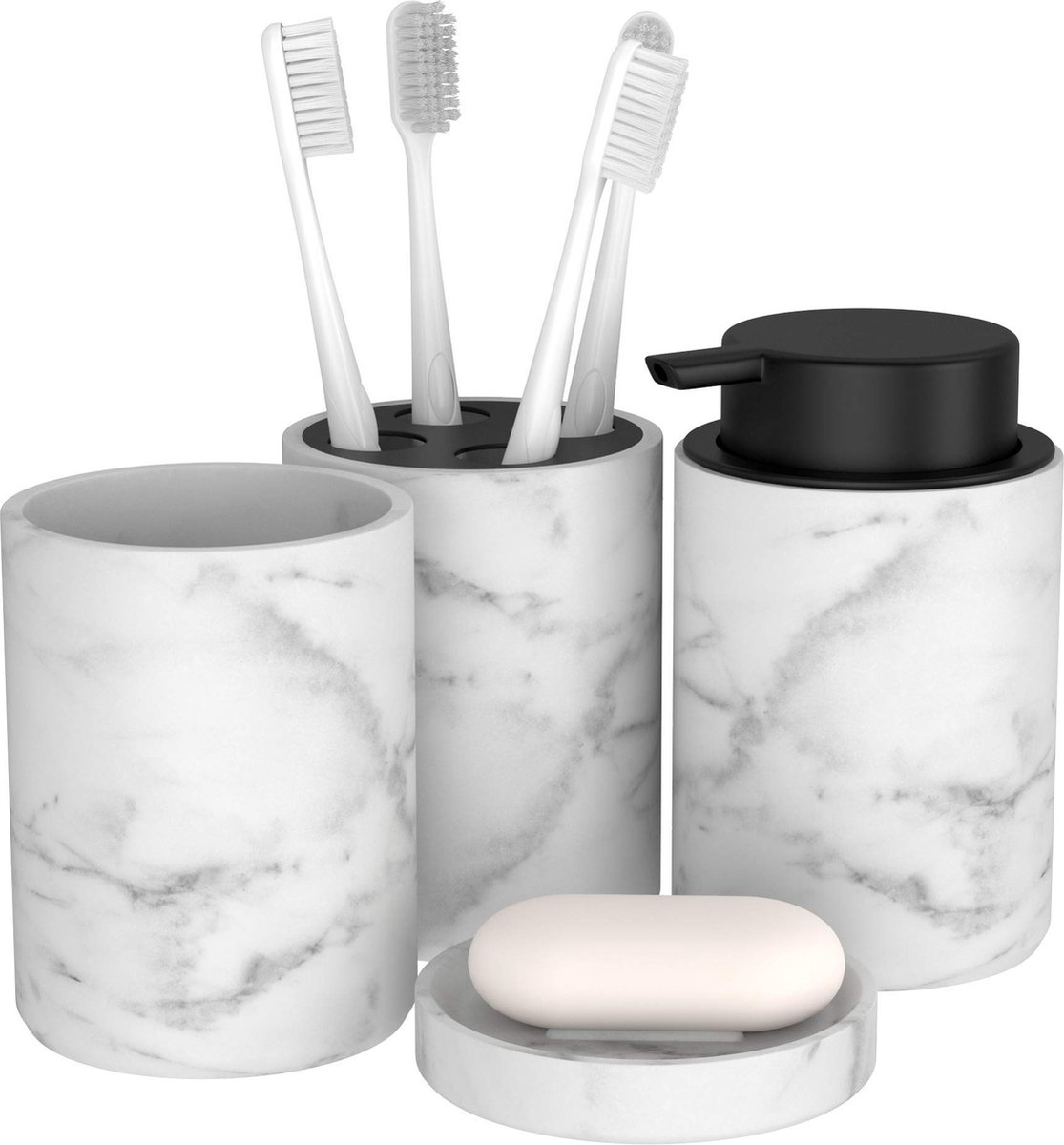 La'Moussawi ® Stijlvolle en Complete Badkamerset met Elegante Marmerlook Accessoires