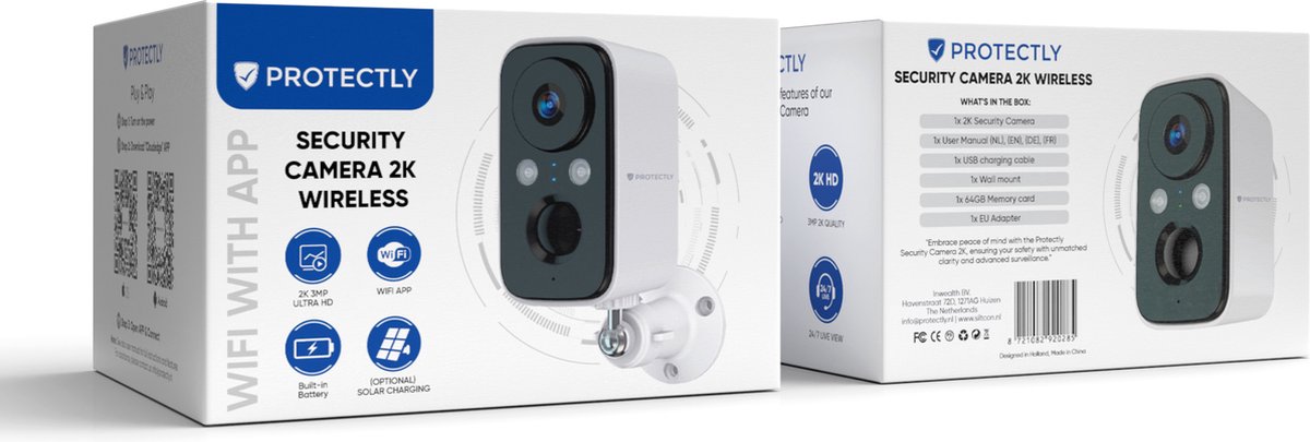 Afbeelding 3 van Protectly® Zonnepaneel - Geschikt voor Protectly Beveiligingscamera Draadloos Buiten en Binnen - Buitencamera - Buiten Camera Met Nachtzicht - Security Camera - Oplaadbaar 1.5W