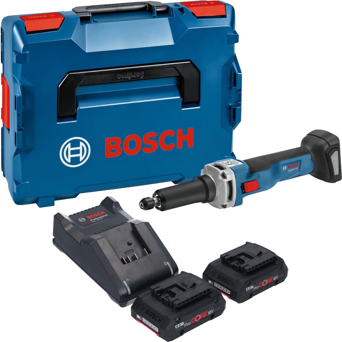 Bosch GGS 18V-23 LC Professionele rechte accuslijpmachine 18 V borstelloos + 2x ProCORE accu 4.0 Ah + lader + L-Boxx