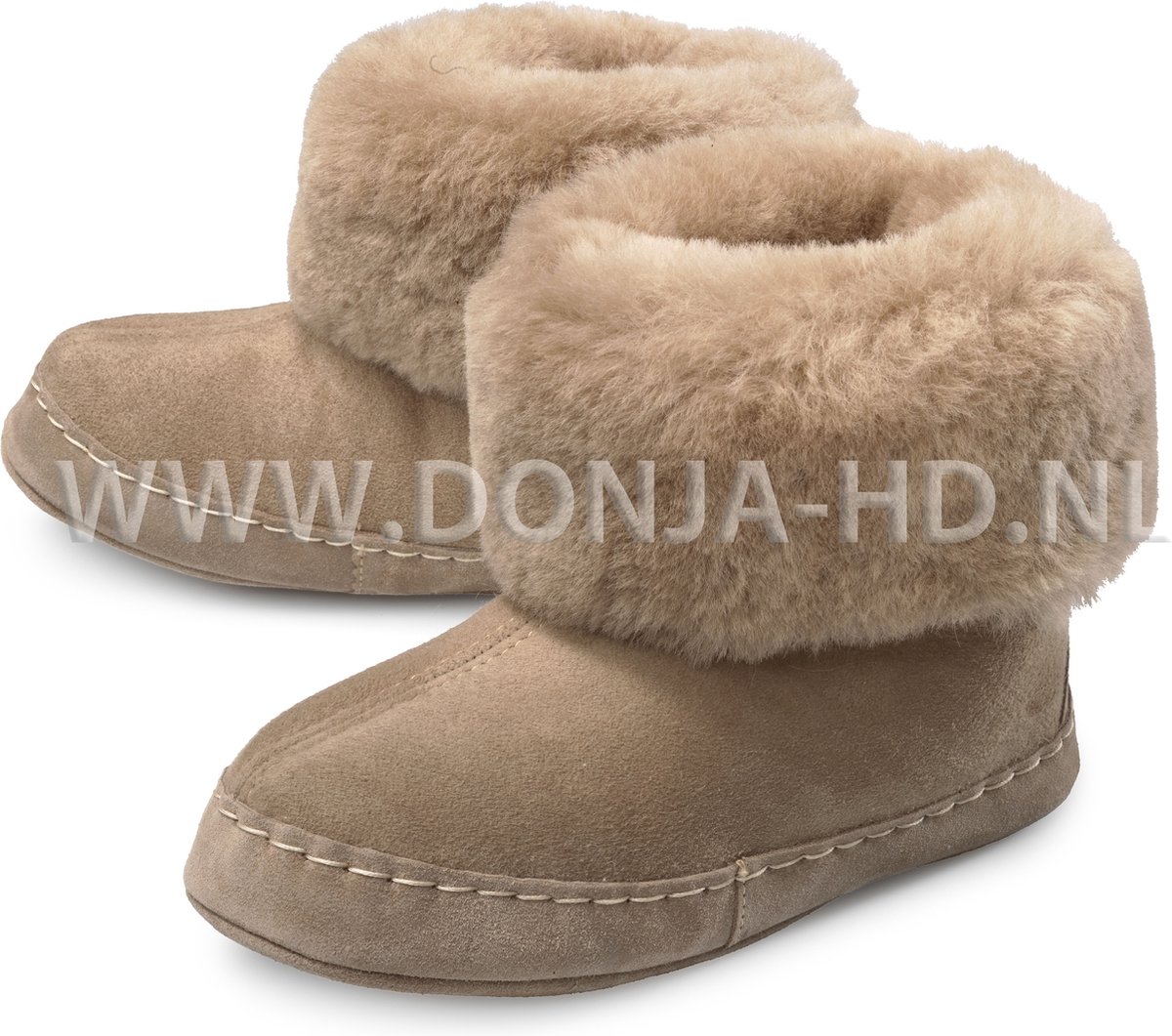 Pantoffels -sloffen-leder-zool-Maat 36 /37– 100% dikke Wol – Suède Lederzool – Handgemaakt – Unisex