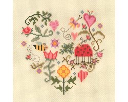 Borduurpakket - My Cross Stitch – Folk Art Counted Cross Stitch Kit – Bee In Love Heart (DMC garens)