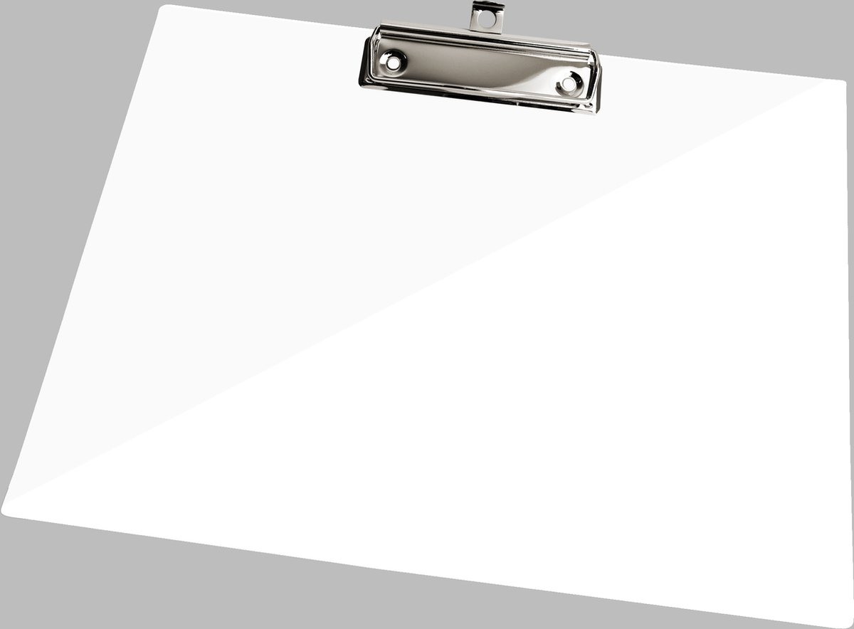 LPC Klembord clipboard kunststof - wit - A3 - liggend- met zilveren draadklem