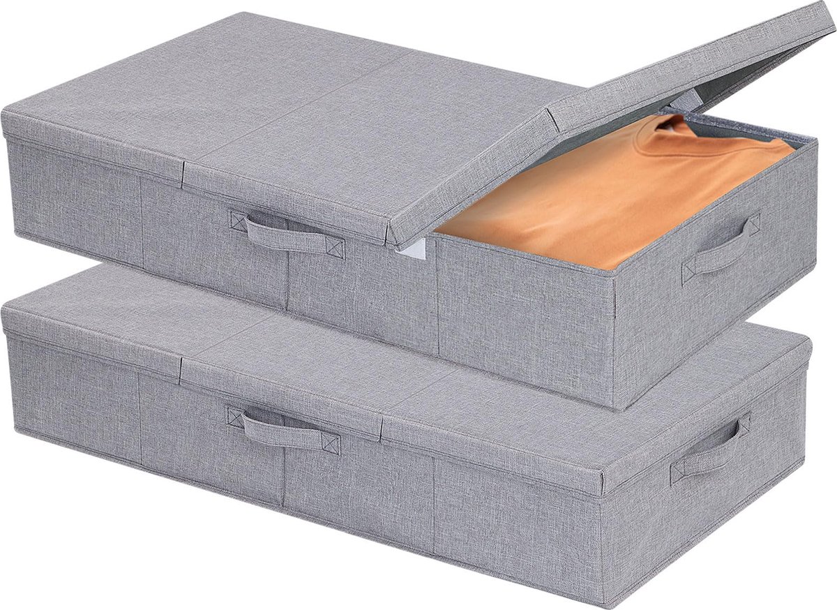 La'Moussawi ® Opvouwbare Onderbed Opbergtassen voor Kleding en Dekbedden, Grijs, Set van 2, 80 x 40 x 15 cm