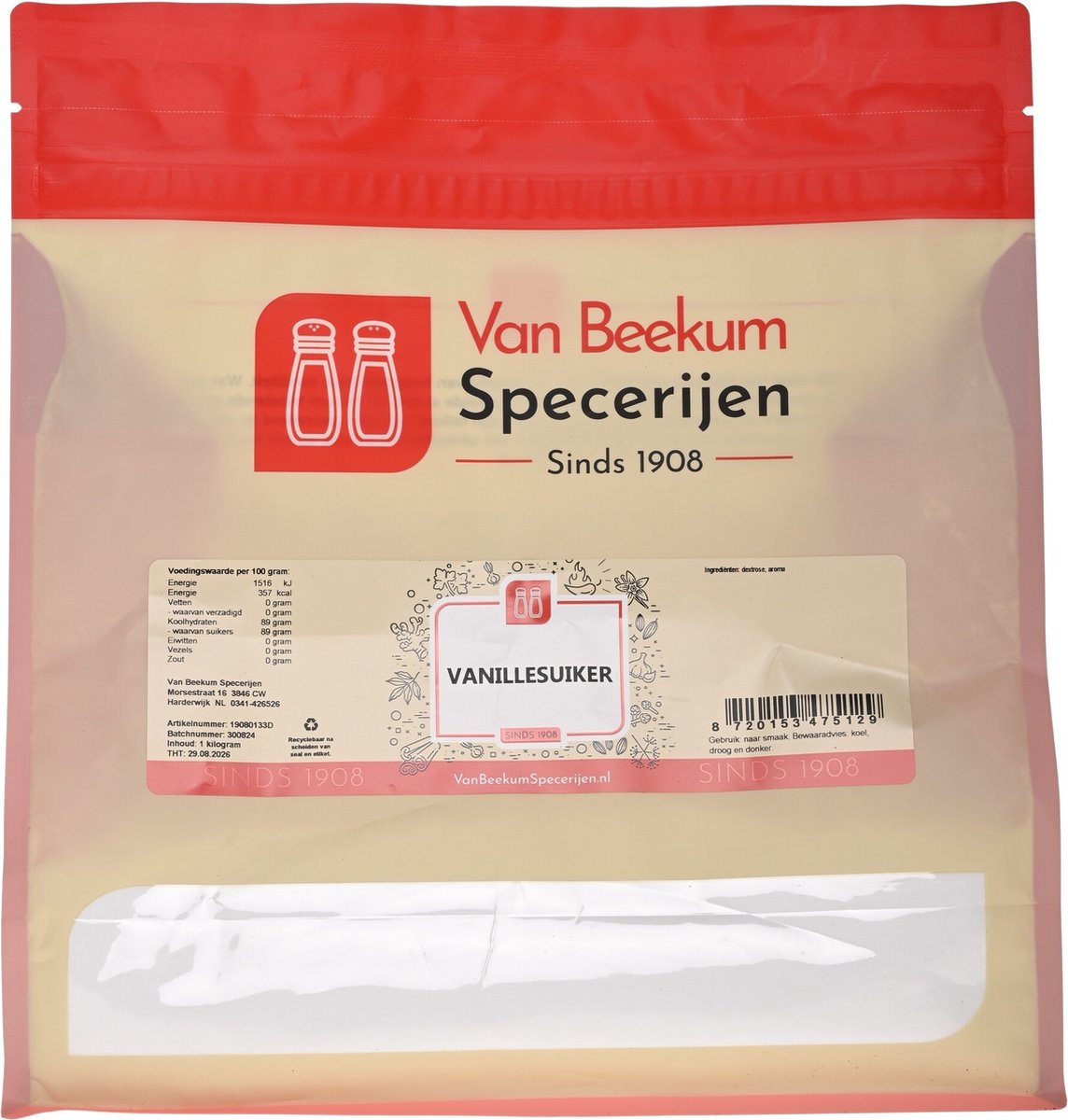 Goedkoopste Van Beekum Specerijen - Vanillesuiker - 1 kilo (hersluitbare stazak