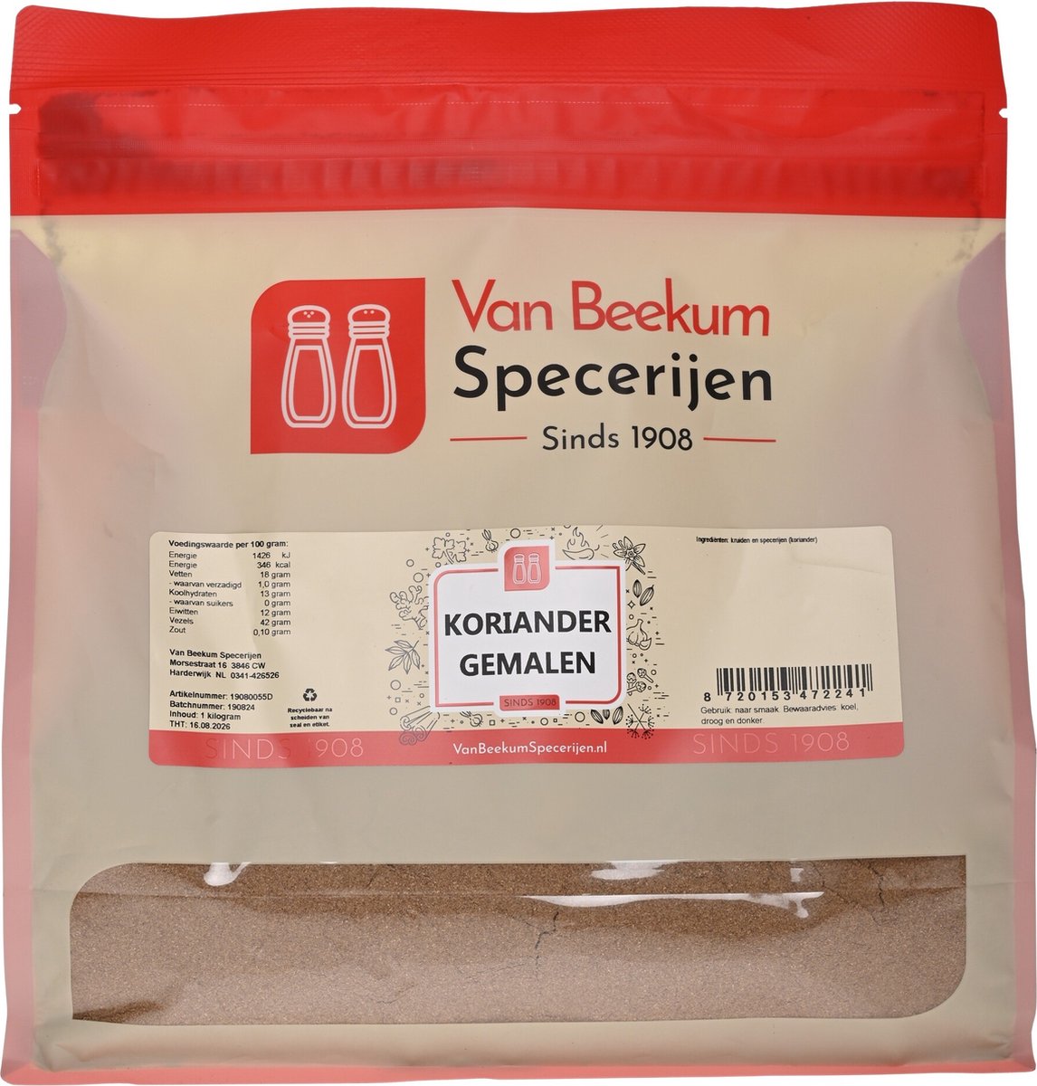 Goedkoopste Van Beekum Specerijen - Koriander Gemalen - 1 kilo (hersluitbare stazak