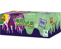 foto van SES Creative - Slime - Glow in the dark slijm – 2 potjes kant en klare slijm in 2 kleuren en diktes - goed uitwasbaar - veilig voor kinderen - Gluten vrij