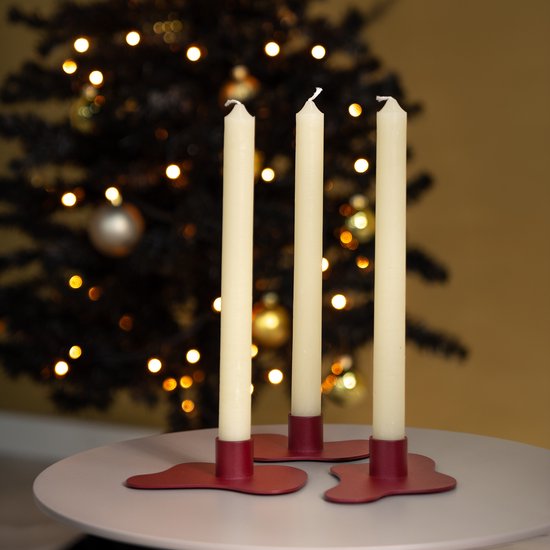 Spinder Design kandelaar Melt - Burgundy - set van 3 - Staal