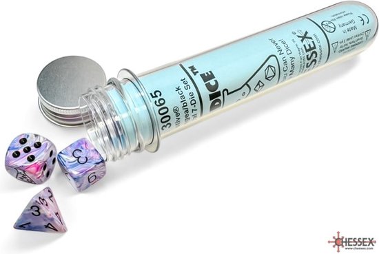 Chessex 8-Die set Lab Dice Festive Hortensia/Noir Polyédrique