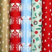 Assortiment de papier cadeau GOLDEN WINTERTIME pour Noël - 200 x 70 cm - 3 rouleaux