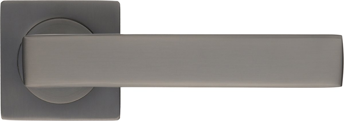 Ostiumhome® - Deurbeslag- Deurklink - Gun Metal - vierkante rozet - 145 mm - Anzio