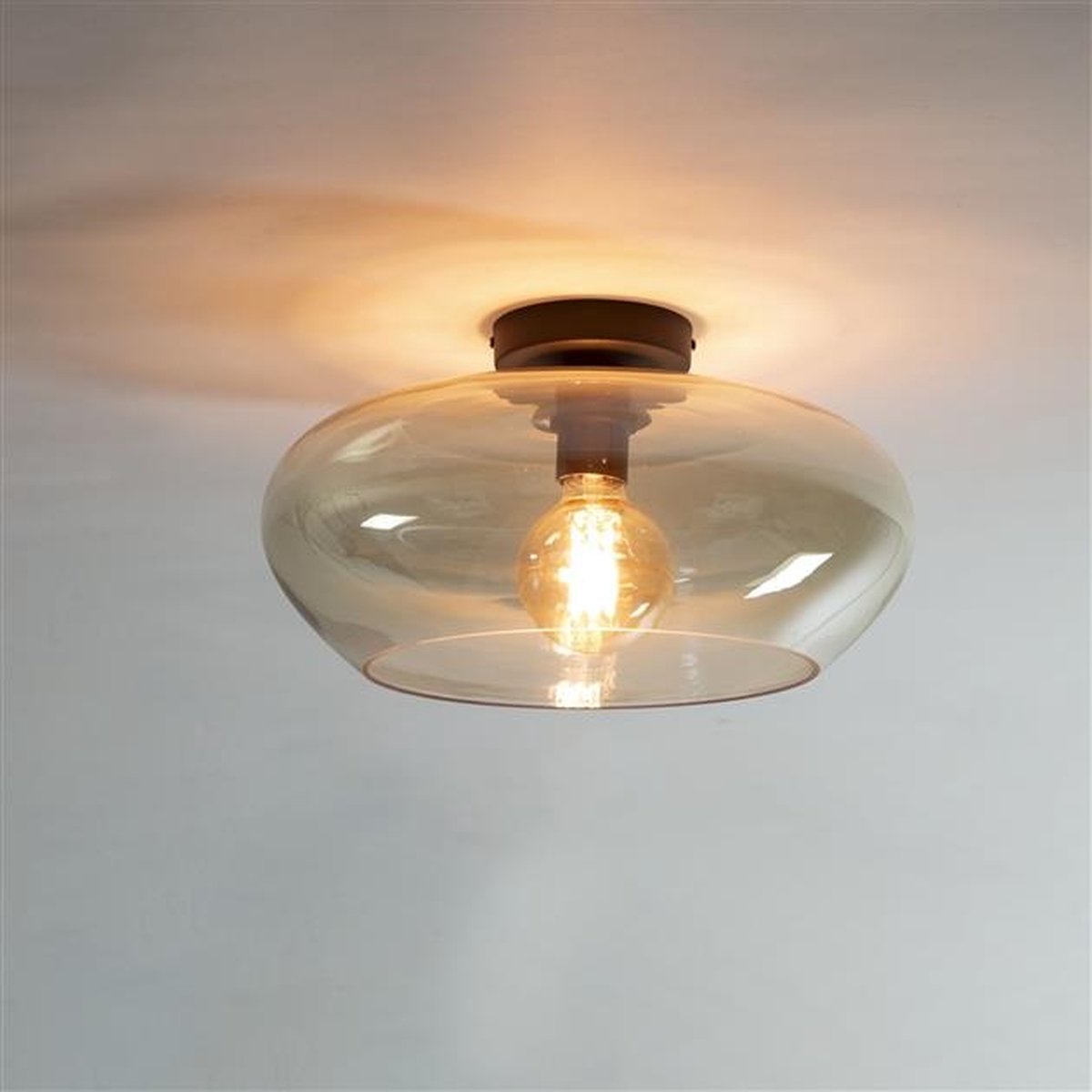 PS-Collection Elevate Glass Plafondlamp - 40x40x22cm - Amber Kleur Glas - plafonniere, plafond lamp, plafondlamp industrieel, plafondlampen