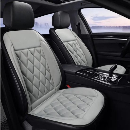 Coussin Chauffant Siège Auto 12-24V - Housse Universelle Flanelle - Chauffage Dos Et Fesses - Noir