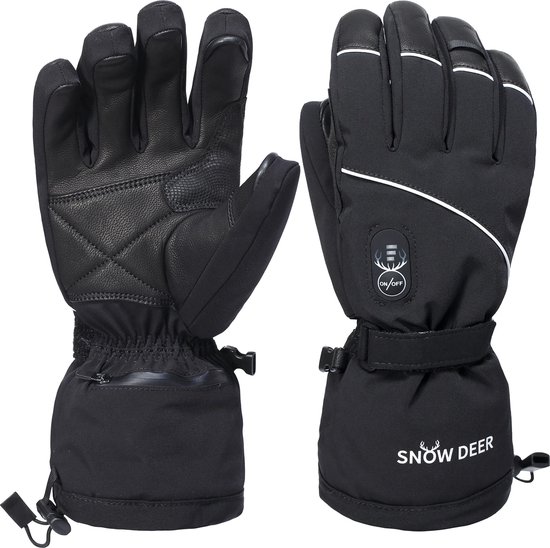 Rustive Verwarmde Handschoenen - Elektrisch - Heated Gloves - 3 Verwarmingsstanden - van Leer - Waterdicht - Unisex - Oplaadbare Accu - Ook geschikt voor Skiën - 2200 mAh - Maat S - Zwart