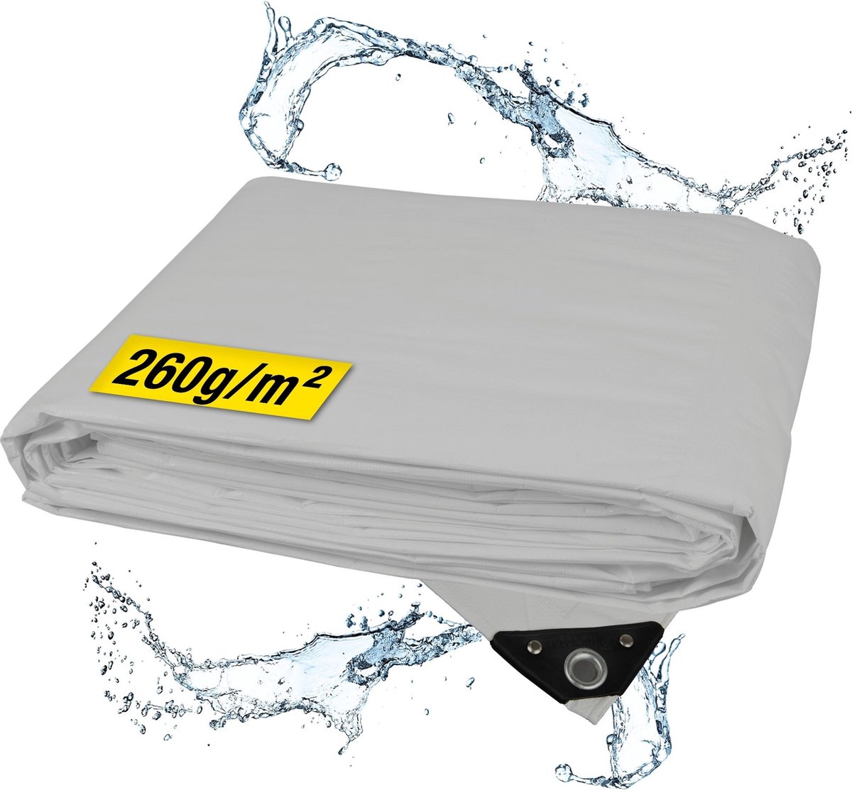 Dekzeil - 8 x 10 m – 260 g/m² – Grijs- Weerbestendig, Waterdicht & UV-beschermd – Stevig Zeil voor Buiten Meubels, Aanhanger, Houtopslag of Zwembad – Grondzeil - Autohoes