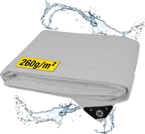Bâche De Protection Imperméable Eris-car 3x4 M - 260 G/m² - Gris - Oeillets Alu - Neuf