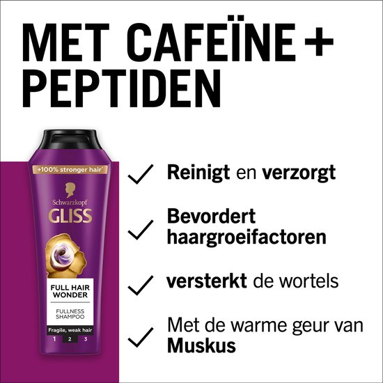 Gliss Full Hair Wonder - Haarverzorging - Shampoo - Voller Haar - Stimuleert Haargroei - Zwak en Breekbaar Haar - Voordeelverpakking - 6x 250 ml