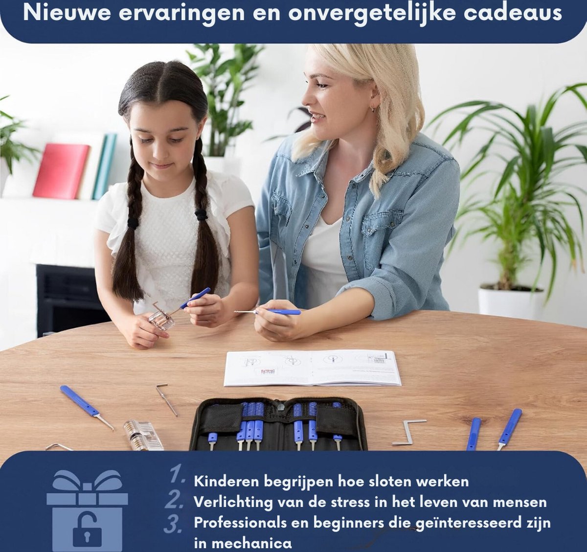 Lockpick Set – met Hangslot Professionele Kwaliteit – Oefenslot met Gebruiksaanwijzing – met Opbergtas — cadeau in Hobby - foto 8