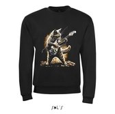 SweatShirt 2-140 Cat joue de la guitare - Zwart, S