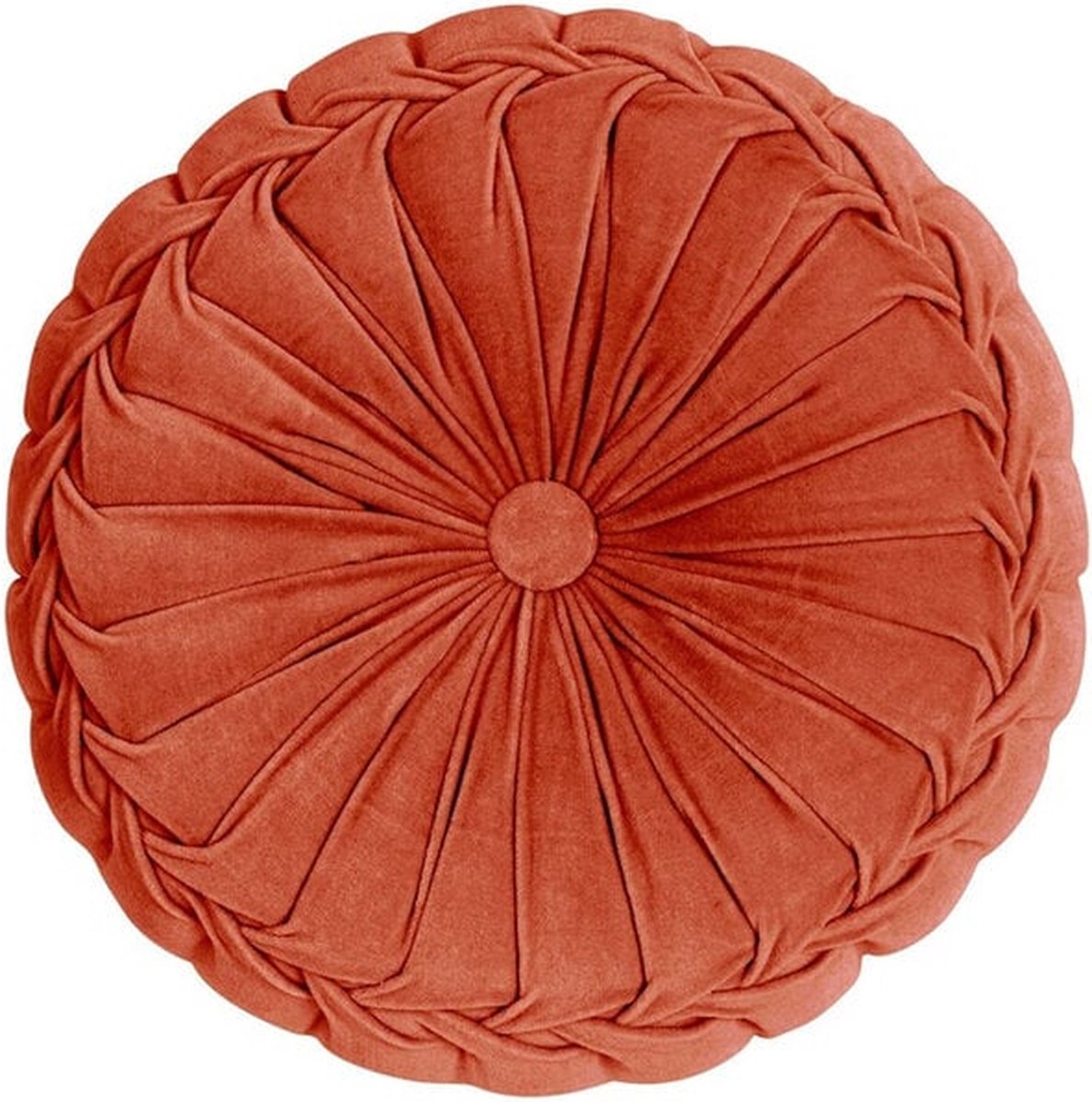Linen & More Kanan - rond velvet sierkussen oranje - 40 x 40 cm