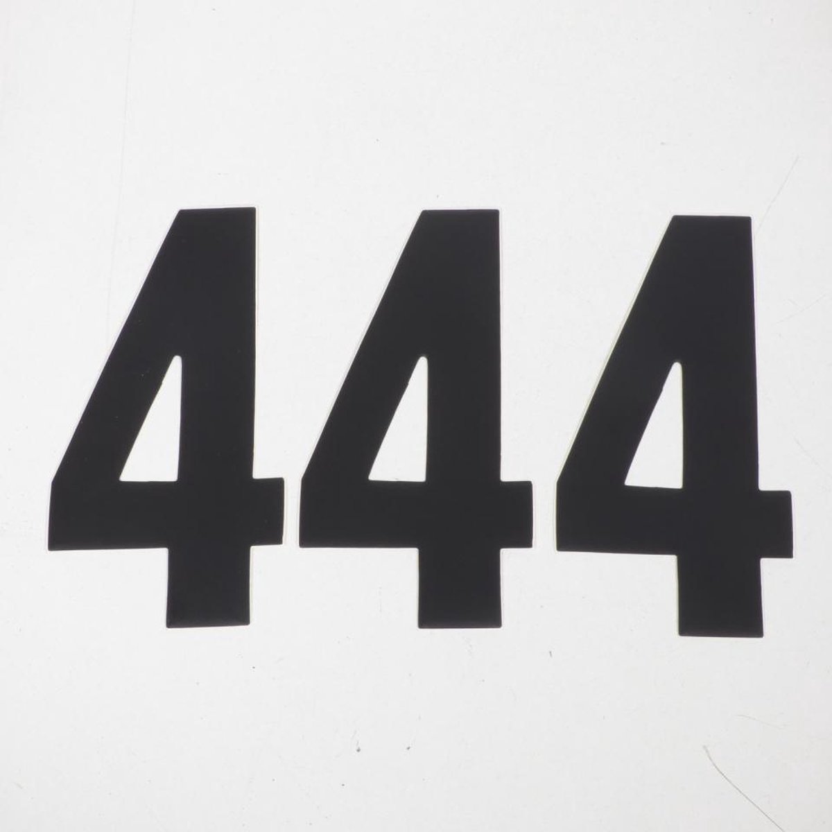 Lot trois stickers autocollant numéro course noir chiffre quatre 4 15x7.5cm pour moto scooter quad neuf