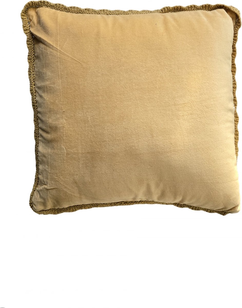 by Mooss - Sierkussen 45 x 45 cm - Velvet - Katoen - Geel - Sierrand - Inclusief binnenkussen