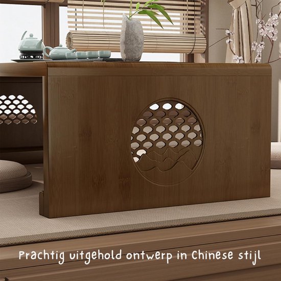 Onxyrbyte Japanse bamboe vloertafel, houten rechthoekige tatami