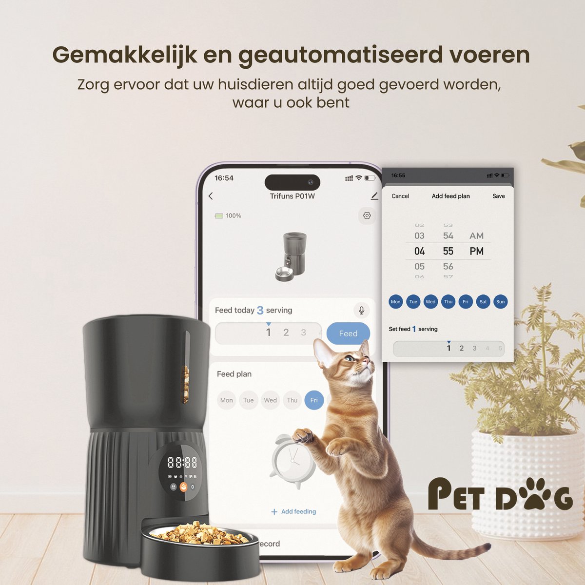 Afbeelding 2 van PetDog® Automatische Voerbak voor Katten en Klein Honden - Capacity 4 liters - 10 Maaltijden per dag - Stemopname - Bestuurd via Wifi Applicatie