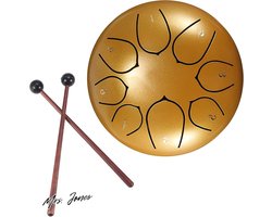 Mrs. Jones Konesky Steel Tong Drum 6 Inch Hand Pan Percussie Drum 8 Tune Ethereal Drum Instrument Set met Trommel Draagtas 2 Drumsticks Tutorial Book 4 Vinger Picks - Gouden .