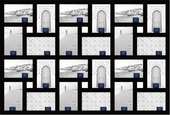 Cadre photo collage - SecaDesign - Cadre collage 24 photos 10x15 cm - noir - bois
